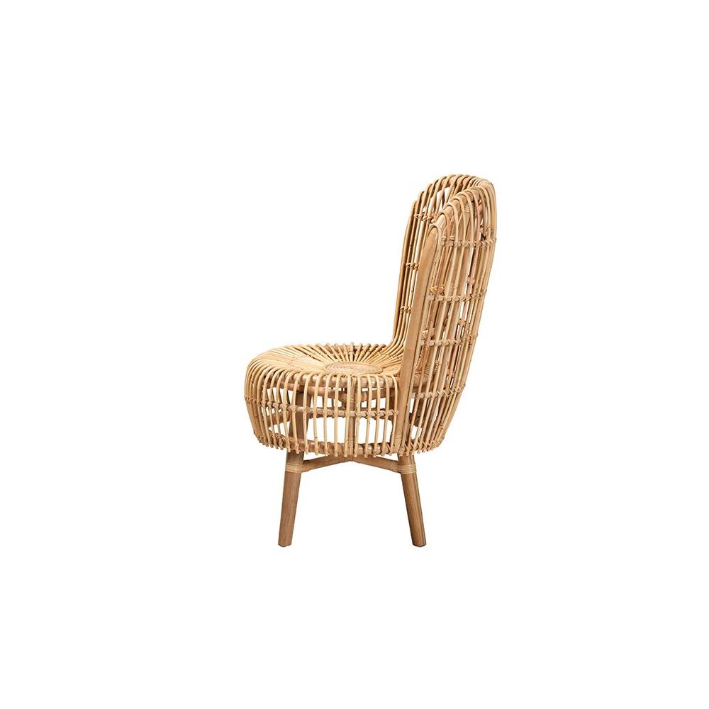 bali & pari Nagoya Modern Bohemian Natural Rattan Tall Lounge Chair. Picture 3