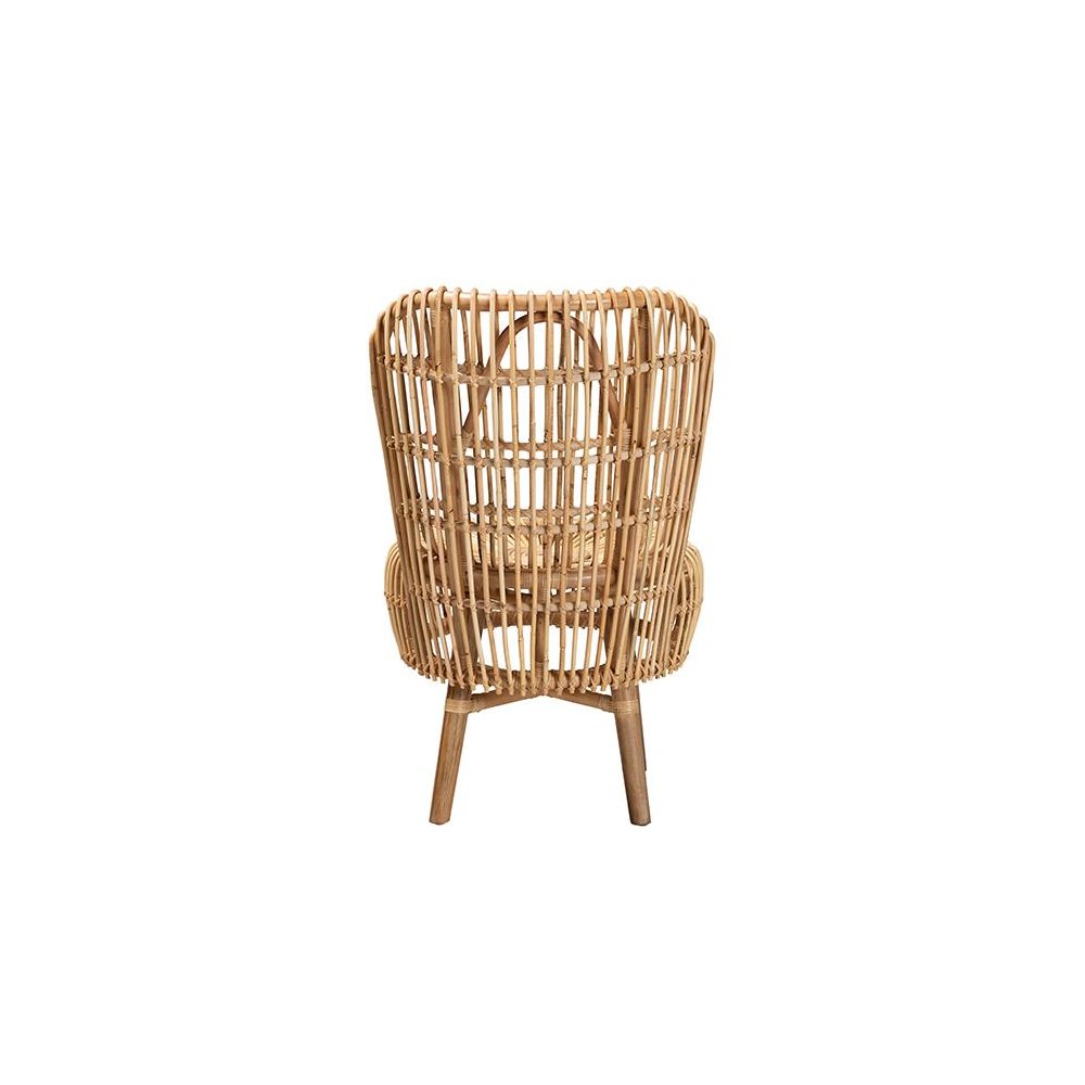 bali & pari Nagoya Modern Bohemian Natural Rattan Tall Lounge Chair. Picture 4