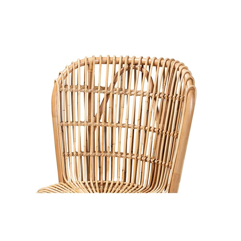 bali & pari Nagoya Modern Bohemian Natural Rattan Tall Lounge Chair. Picture 5
