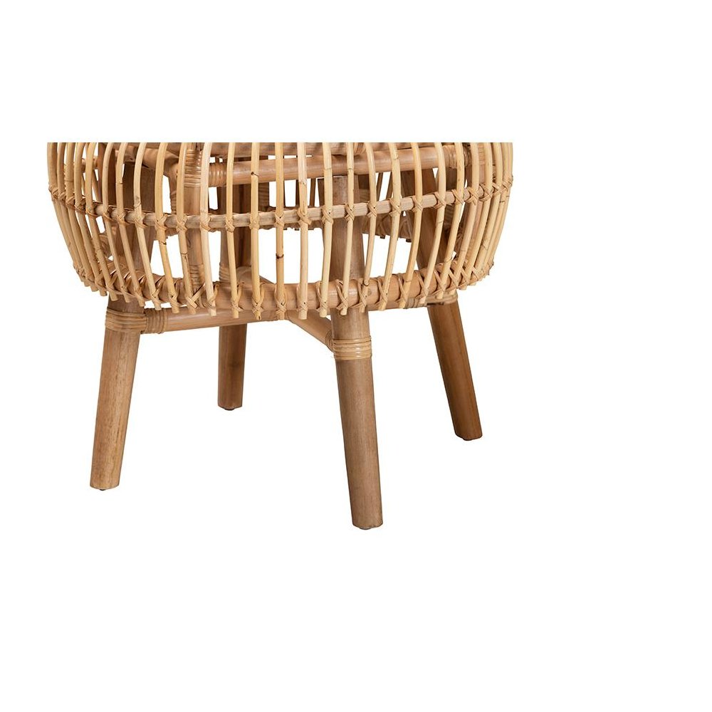 bali & pari Nagoya Modern Bohemian Natural Rattan Tall Lounge Chair. Picture 6