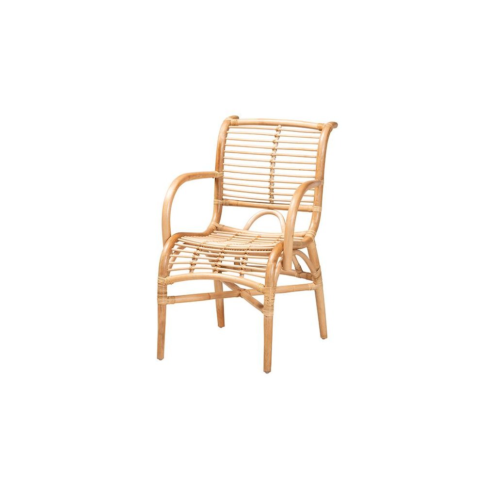 bali & pari Seminyak Modern Bohemian Natural Rattan Lounge Chair. Picture 1