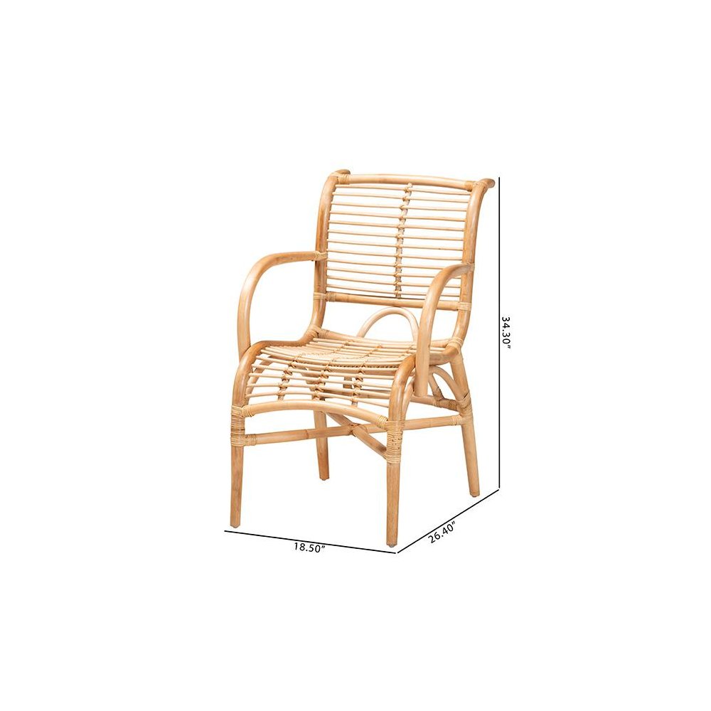 bali & pari Seminyak Modern Bohemian Natural Rattan Lounge Chair. Picture 10