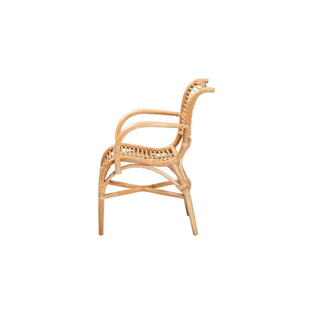 bali & pari Seminyak Modern Bohemian Natural Rattan Lounge Chair. Picture 3