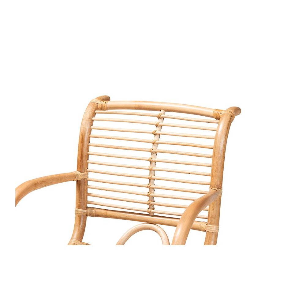 bali & pari Seminyak Modern Bohemian Natural Rattan Lounge Chair. Picture 5