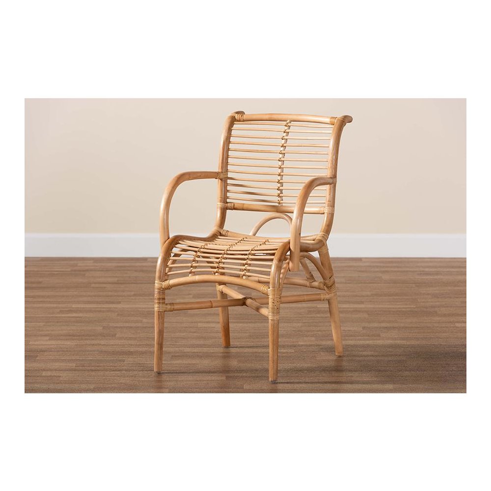 bali & pari Seminyak Modern Bohemian Natural Rattan Lounge Chair. Picture 9