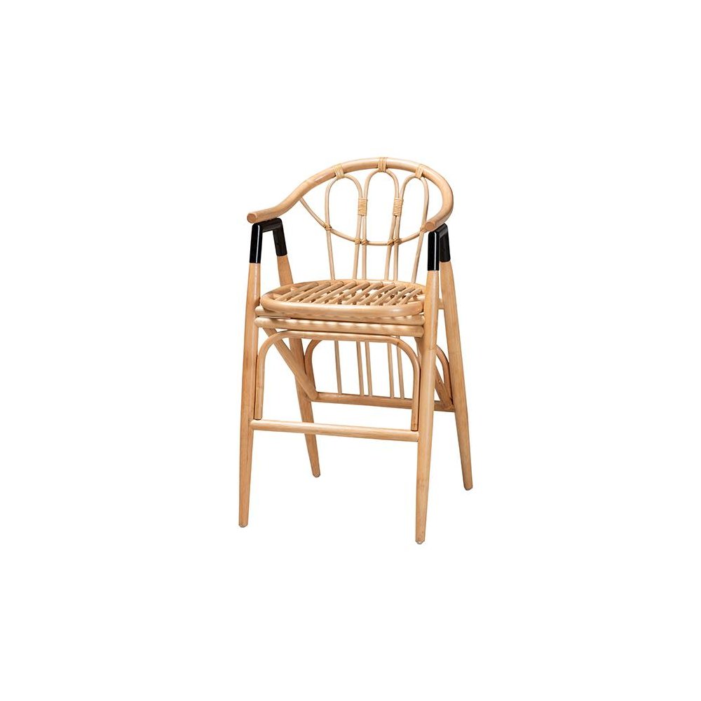 bali & pari Cyntia Modern Bohemian Natural Brown Rattan Counter Stool. Picture 1
