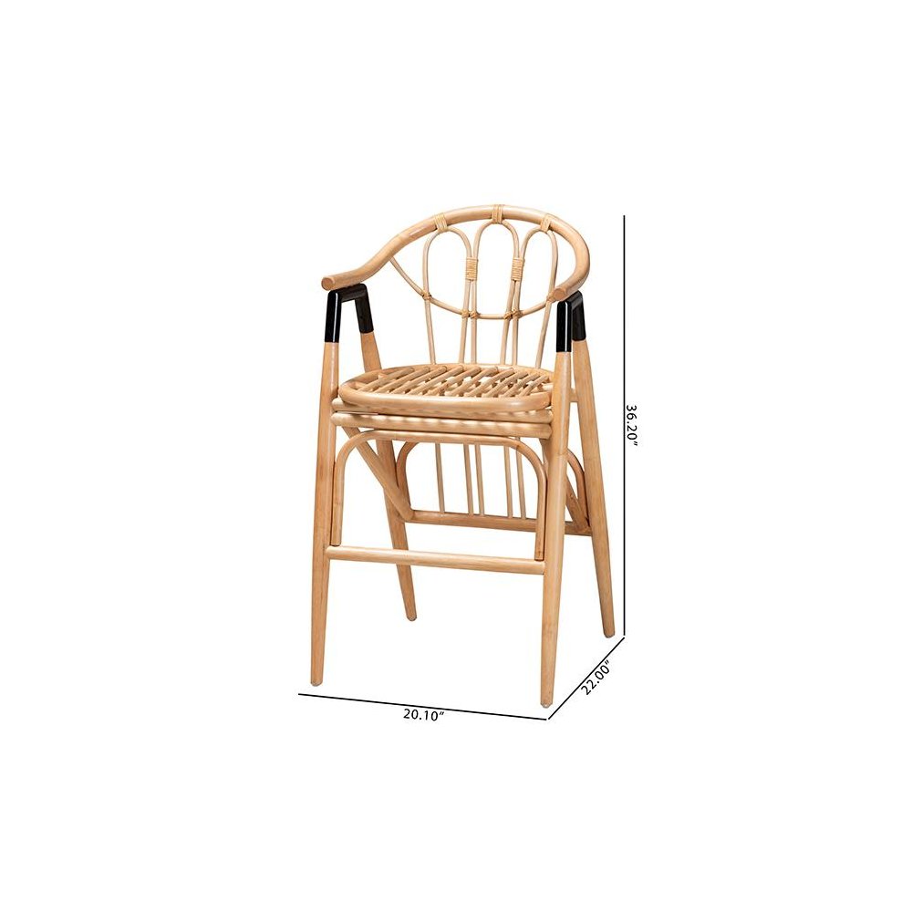 bali & pari Cyntia Modern Bohemian Natural Brown Rattan Counter Stool. Picture 10