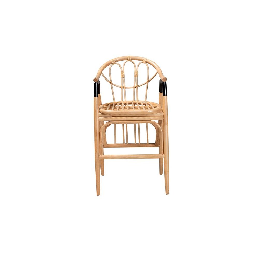 bali & pari Cyntia Modern Bohemian Natural Brown Rattan Counter Stool. Picture 2