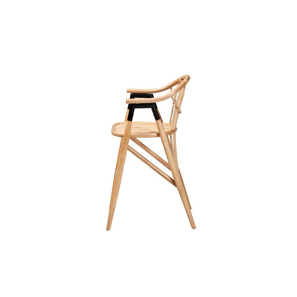 bali & pari Cyntia Modern Bohemian Natural Brown Rattan Counter Stool. Picture 3