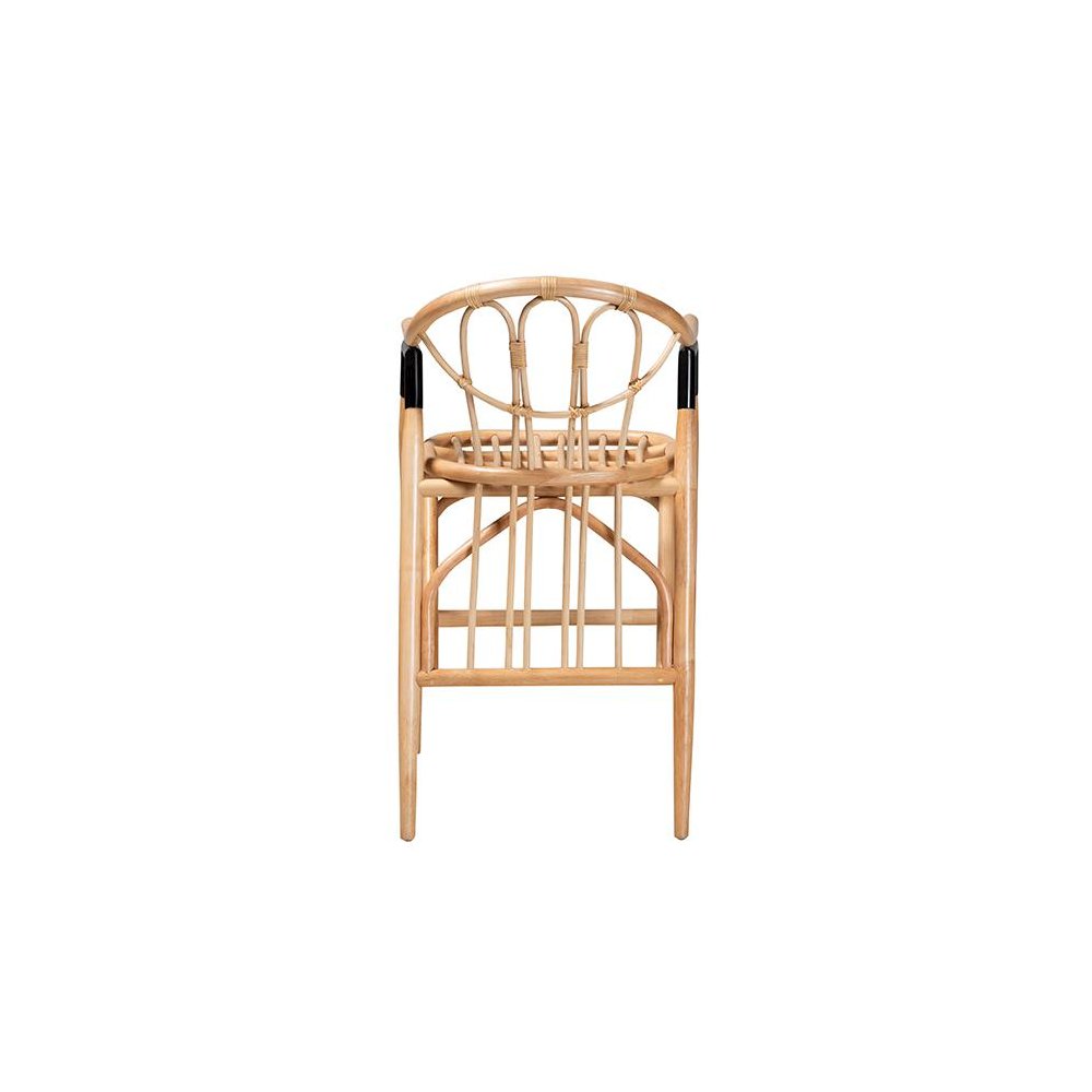 bali & pari Cyntia Modern Bohemian Natural Brown Rattan Counter Stool. Picture 4