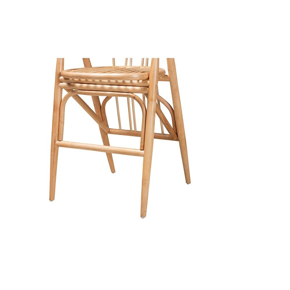 bali & pari Cyntia Modern Bohemian Natural Brown Rattan Counter Stool. Picture 6