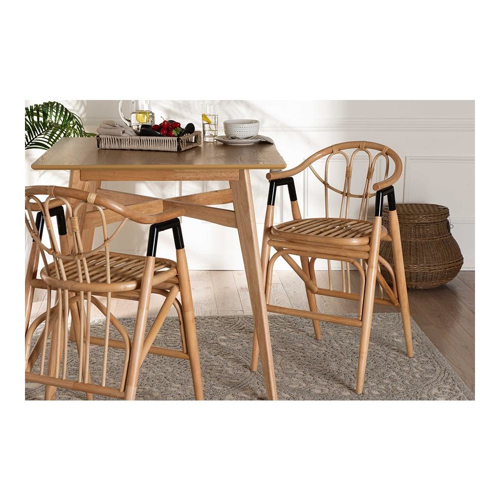 bali & pari Cyntia Modern Bohemian Natural Brown Rattan Counter Stool. Picture 8