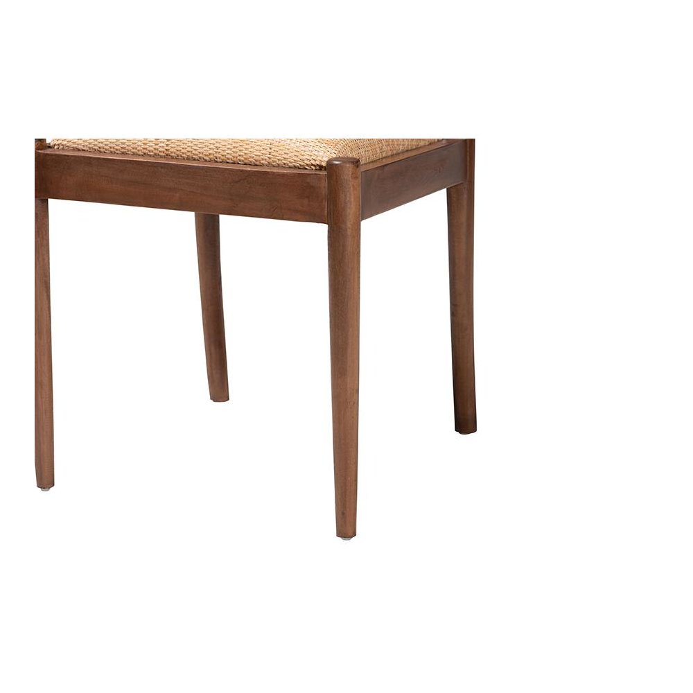 Natural Rattan and Acacia Wood 2-Piece Dining Chair Set. Picture 5