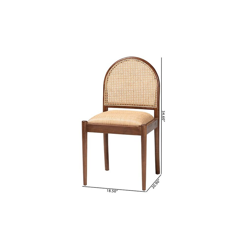 Natural Rattan and Acacia Wood 2-Piece Dining Chair Set. Picture 9