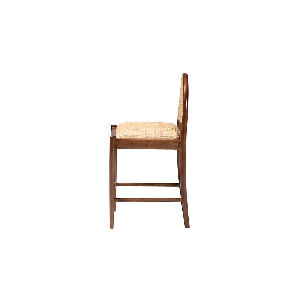 Maryland Modern Bohemian Natural Rattan and Acacia Wood Counter Stool. Picture 3