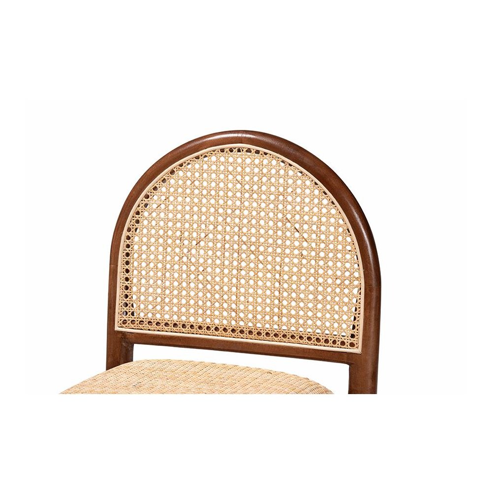 Maryland Modern Bohemian Natural Rattan and Acacia Wood Counter Stool. Picture 5