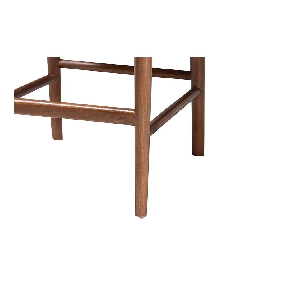 Maryland Modern Bohemian Natural Rattan and Acacia Wood Counter Stool. Picture 6