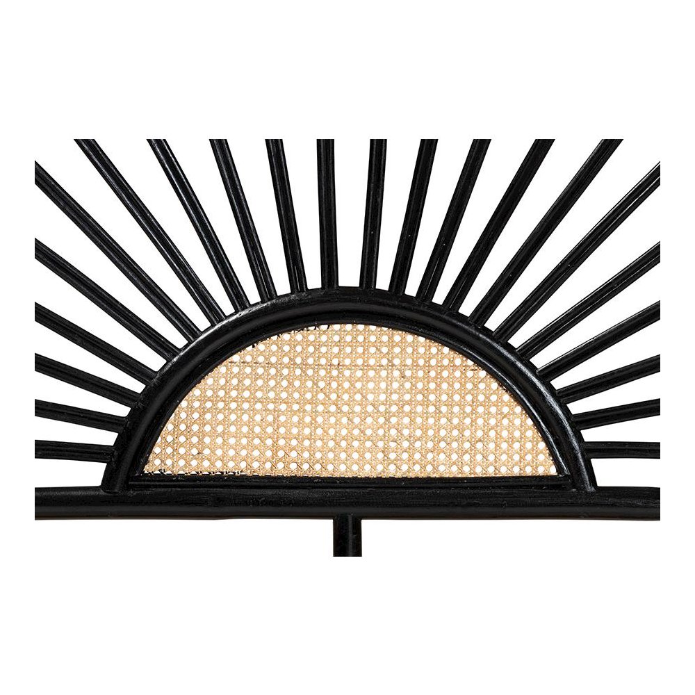 Bohemian Two-Tone Black and Natural Brown Rattan King Size Standalone Headboard. Picture 5