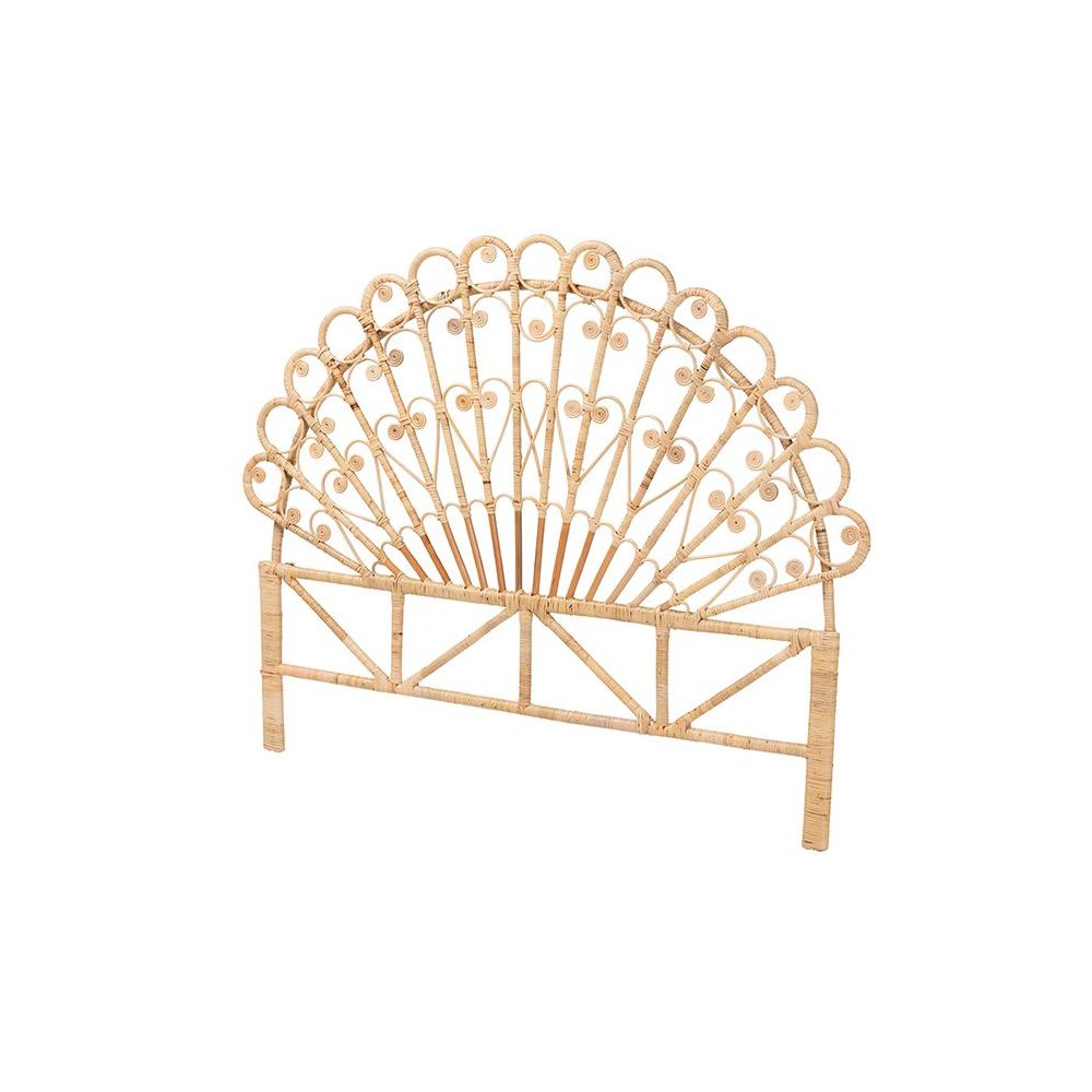 Bohemian Natural Brown Rattan Queen Size Standalone Headboard. Picture 1