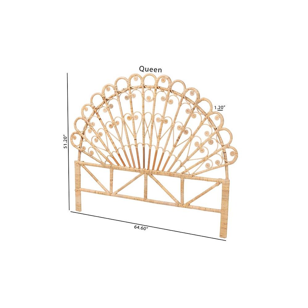 Bohemian Natural Brown Rattan Queen Size Standalone Headboard. Picture 7