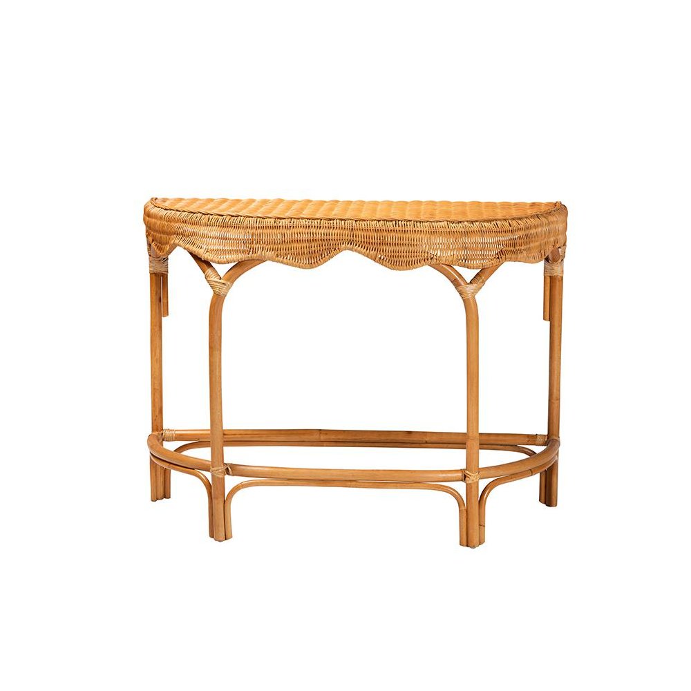 bali & pari Wakana Modern Bohemian Natural Brown Rattan Console Table. Picture 2