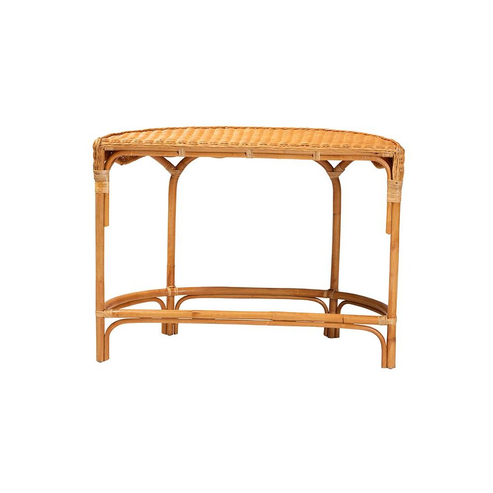 bali & pari Wakana Modern Bohemian Natural Brown Rattan Console Table. Picture 4