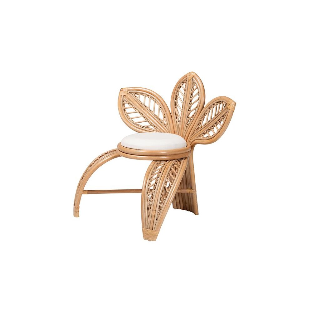 bali & pari Gresham Modern Bohemian Natural Rattan Leaf Accent Chair. Picture 1