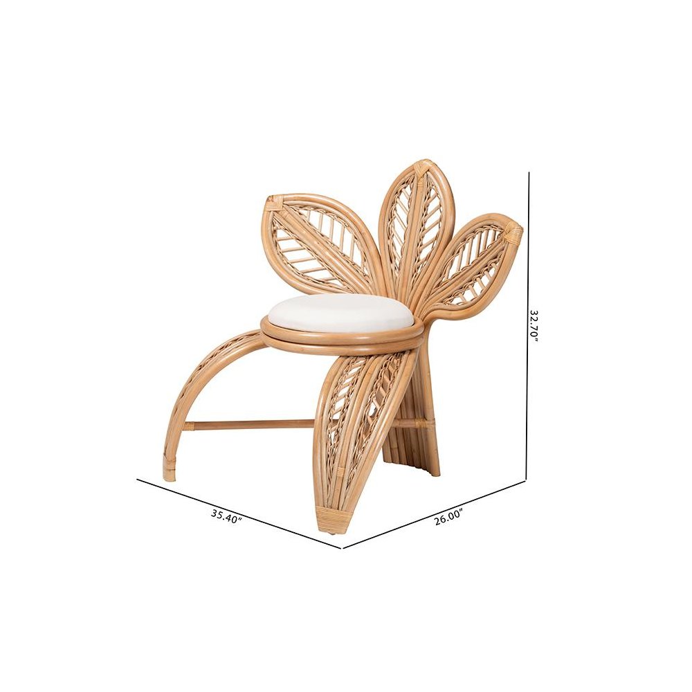bali & pari Gresham Modern Bohemian Natural Rattan Leaf Accent Chair. Picture 10