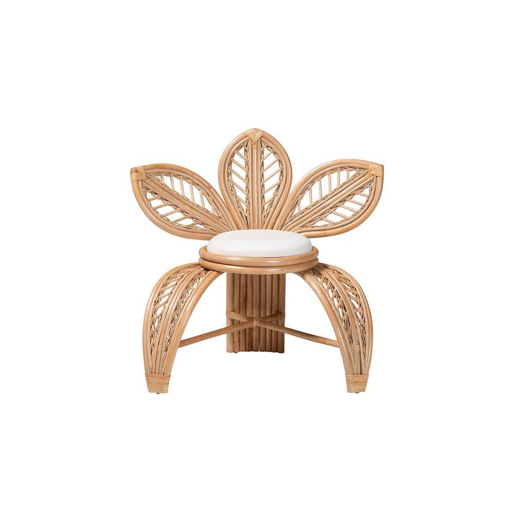 bali & pari Gresham Modern Bohemian Natural Rattan Leaf Accent Chair. Picture 2