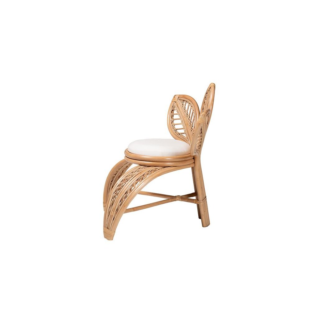 bali & pari Gresham Modern Bohemian Natural Rattan Leaf Accent Chair. Picture 3