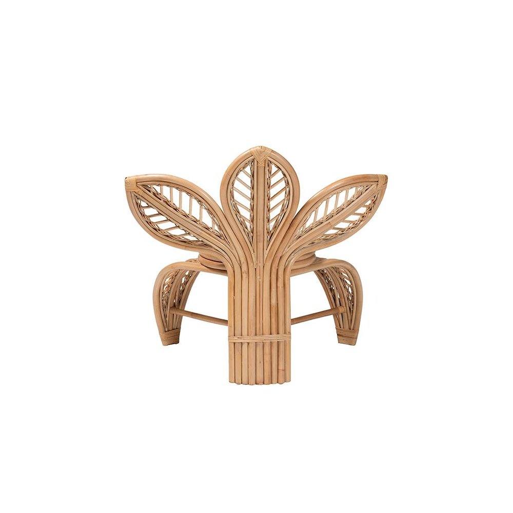 bali & pari Gresham Modern Bohemian Natural Rattan Leaf Accent Chair. Picture 4