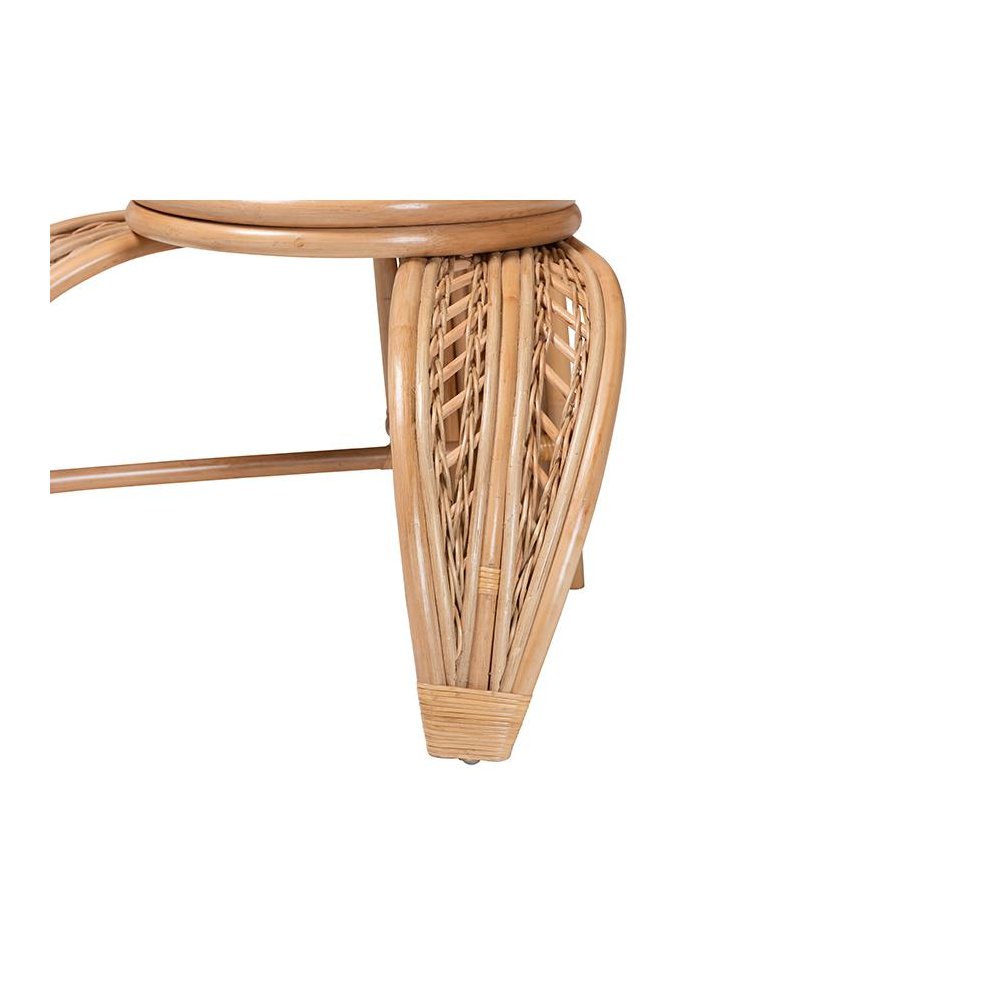 bali & pari Gresham Modern Bohemian Natural Rattan Leaf Accent Chair. Picture 6
