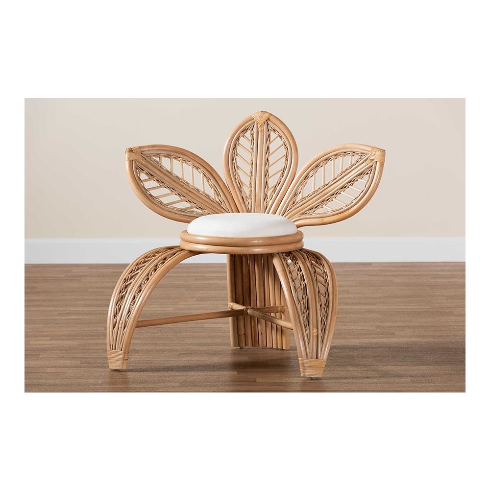 bali & pari Gresham Modern Bohemian Natural Rattan Leaf Accent Chair. Picture 9