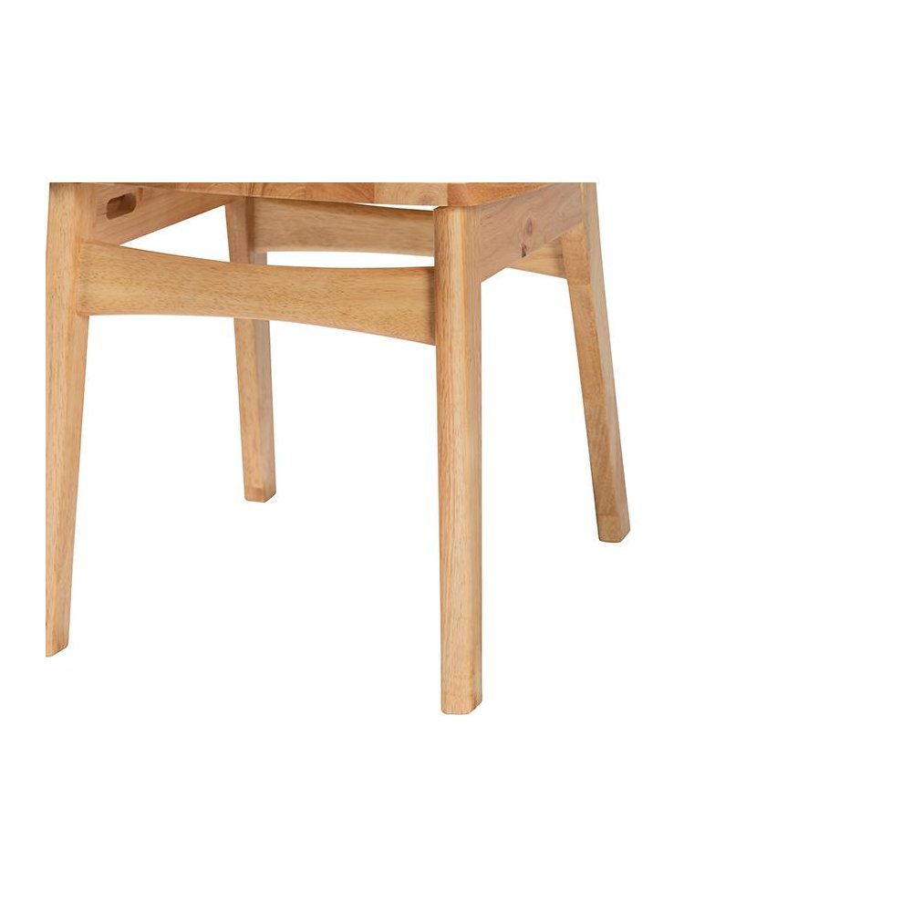 Oak Brown Finished Wood and Rattan 2-Piece Dining Chair Set. Picture 5