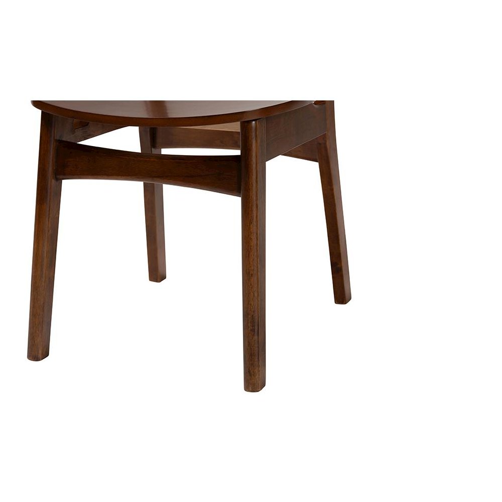 Walnut Brown Finished Wood and Rattan 2-Piece Dining Chair Set. Picture 5