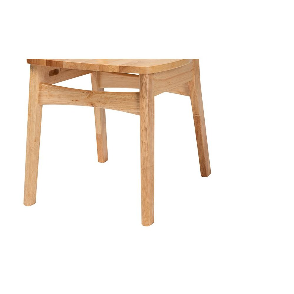 Camilo Mid-Century Modern Oak Brown Finished Wood and Rattan 5-Piece Dining Set. Picture 6