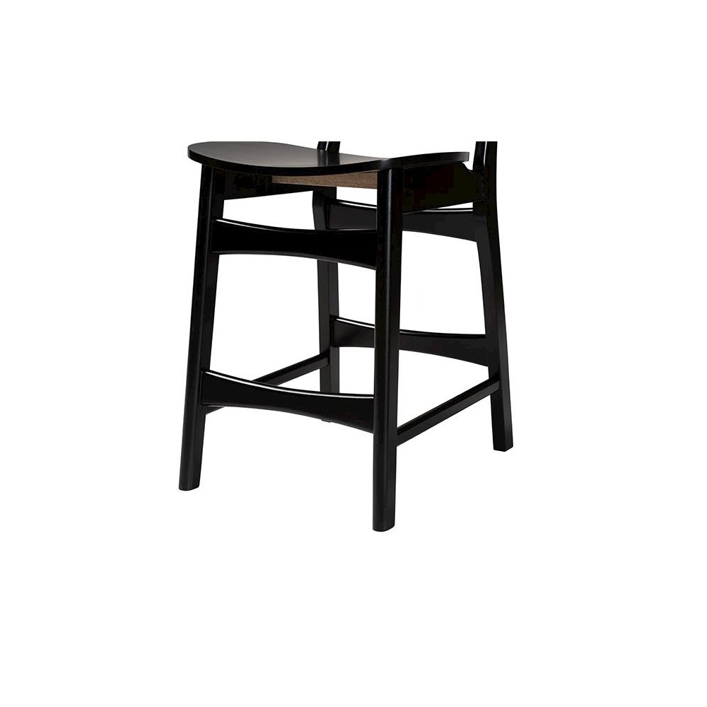 Dark Brown Finished Wood and Rattan 2-Piece Counter Stool Set. Picture 5