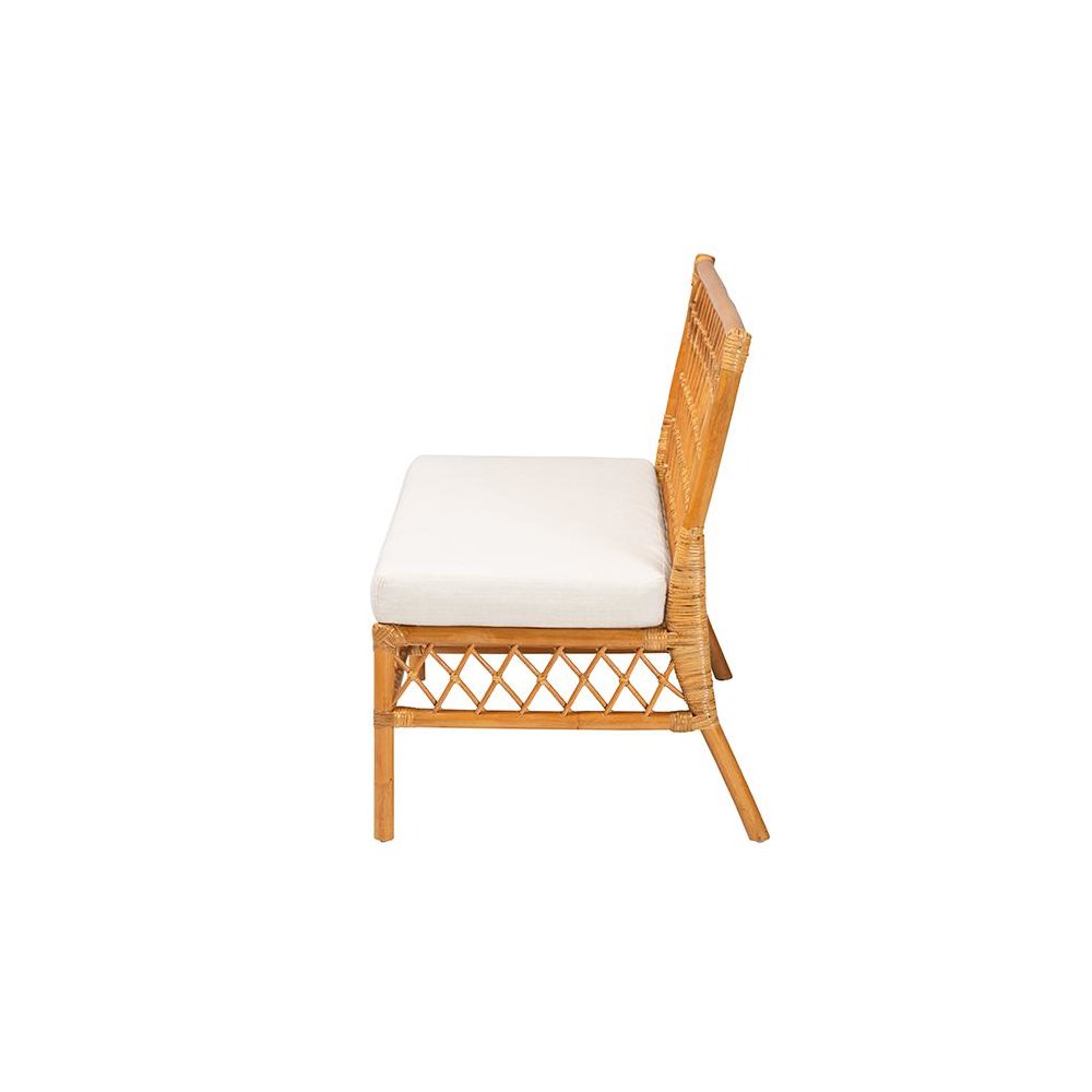 Capella Modern Bohemian Honey Rattan Dining Bench. Picture 3