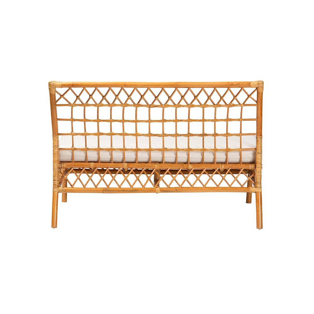 Capella Modern Bohemian Honey Rattan Dining Bench. Picture 4