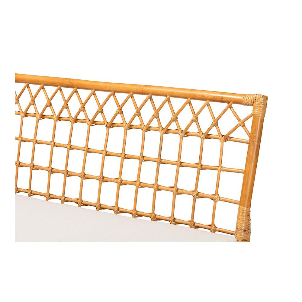 Capella Modern Bohemian Honey Rattan Dining Bench. Picture 5
