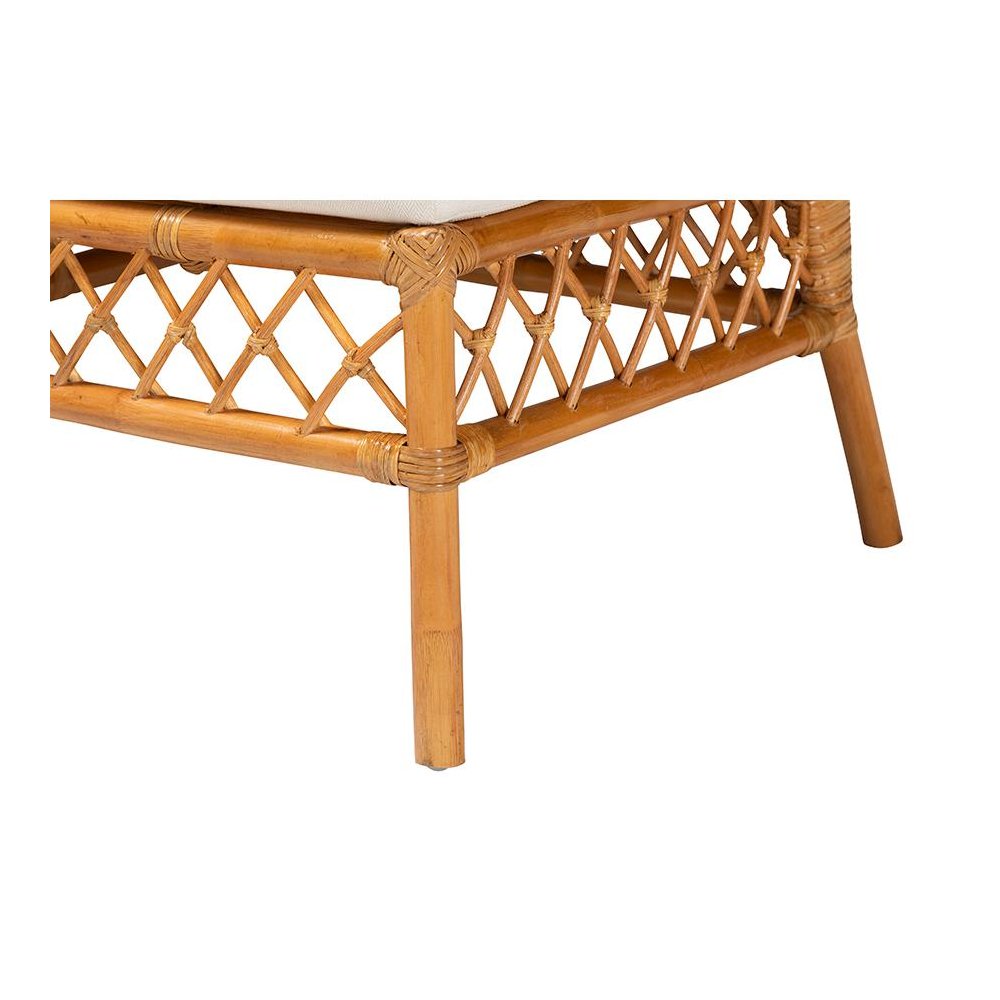Capella Modern Bohemian Honey Rattan Dining Bench. Picture 6