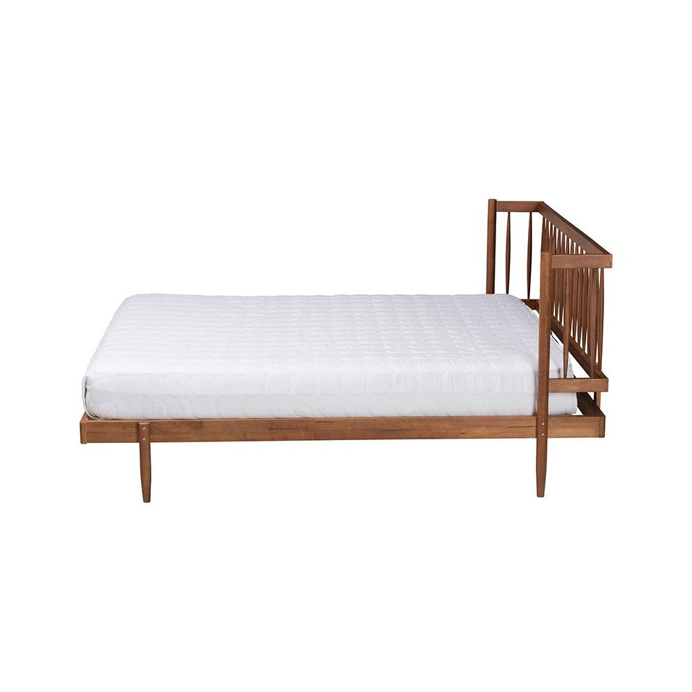 Calderon Retro-Modern Walnut Brown Finished Wood Queen Size Platform Bed. Picture 2