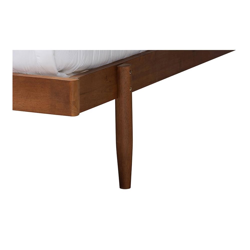 Calderon Retro-Modern Walnut Brown Finished Wood Queen Size Platform Bed. Picture 5