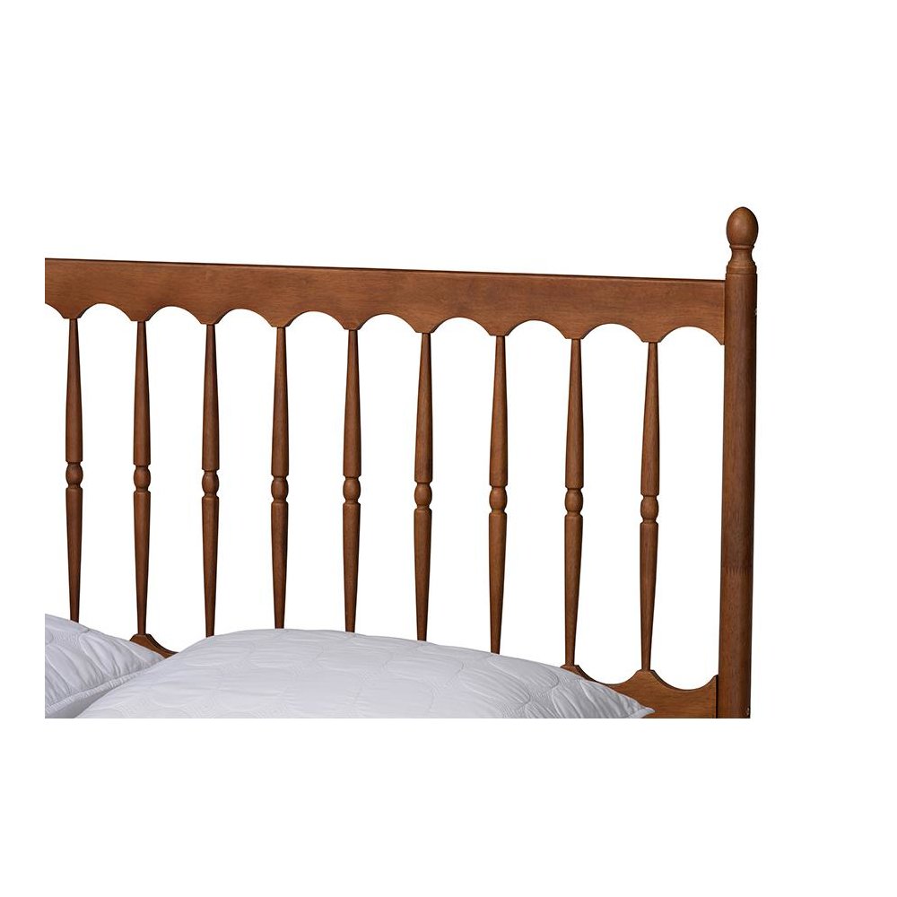 Deance Retro-Modern Walnut Brown Finished Wood Queen Size Platform Bed. Picture 4