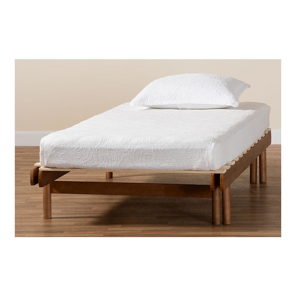 Bolivia Mid-Century Modern Walnut Brown Wood Expandable Twin to King Bed Frame. Picture 11