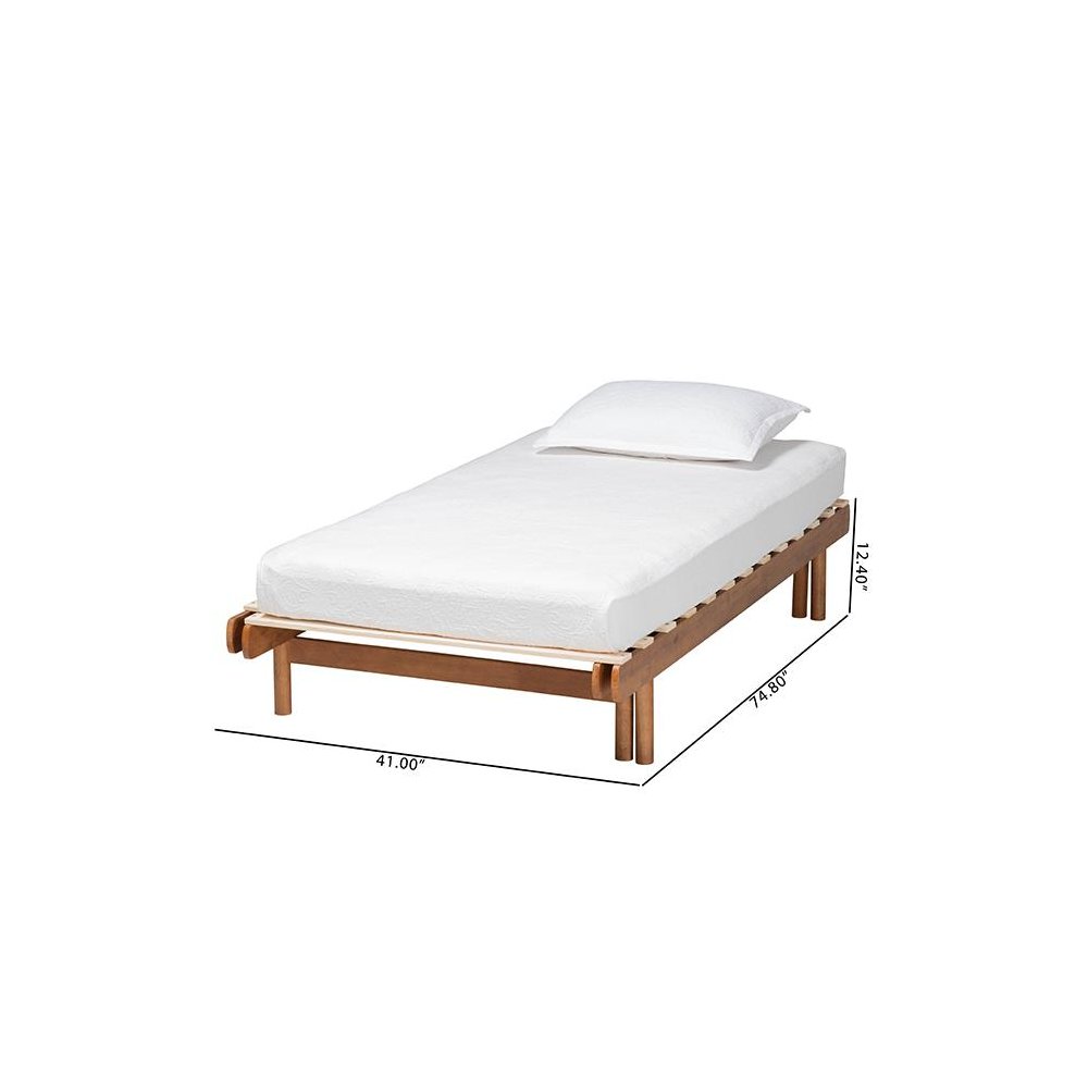 Bolivia Mid-Century Modern Walnut Brown Wood Expandable Twin to King Bed Frame. Picture 12