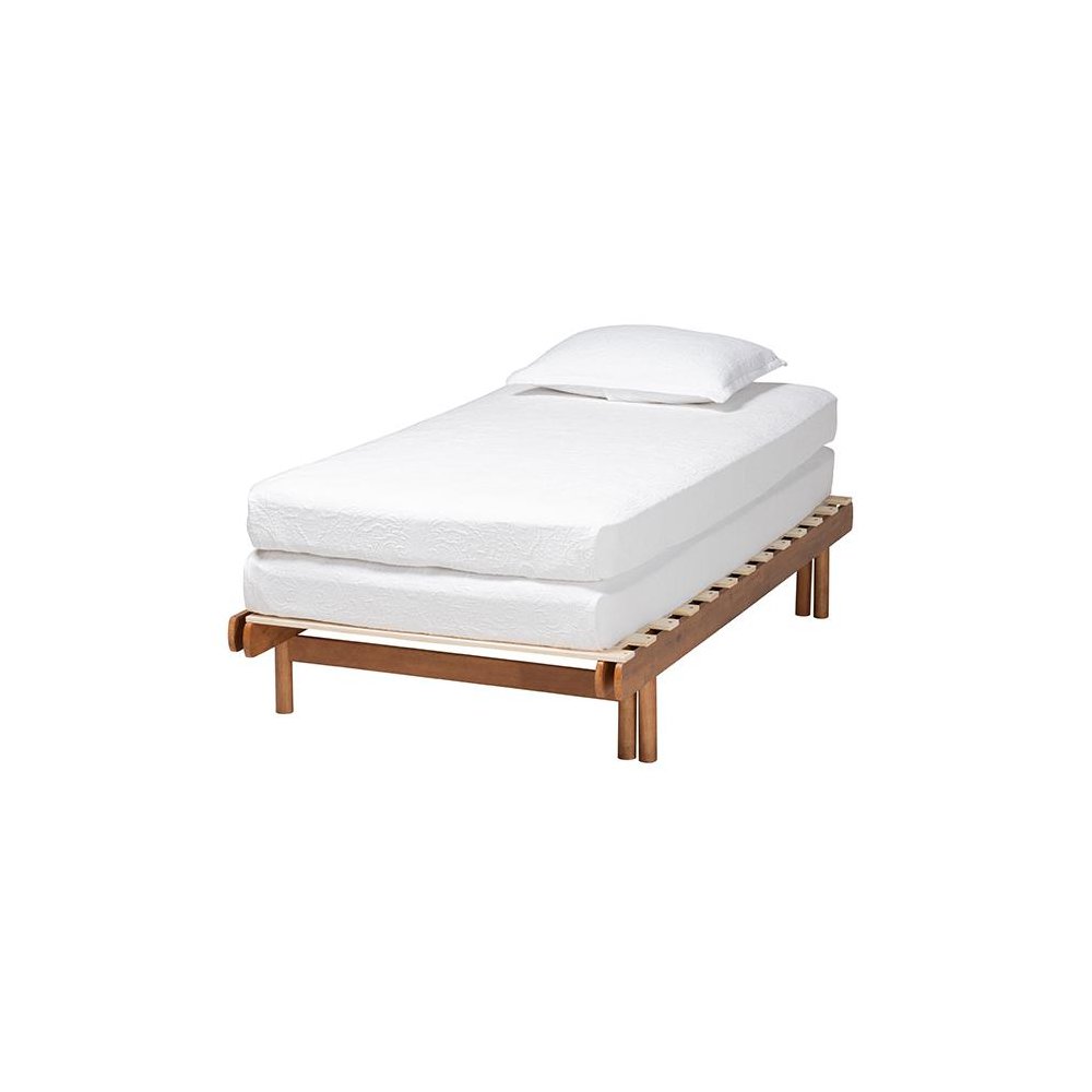 Bolivia Mid-Century Modern Walnut Brown Wood Expandable Twin to King Bed Frame. Picture 2