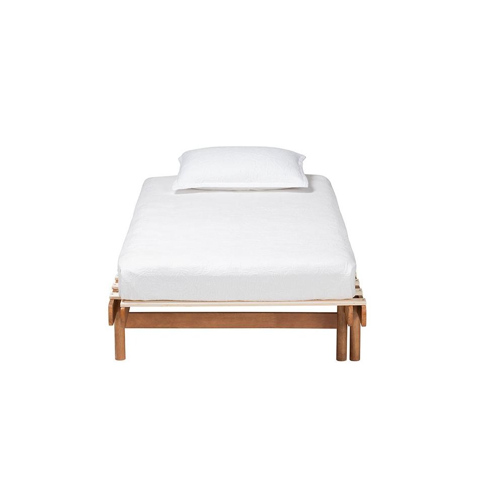 Bolivia Mid-Century Modern Walnut Brown Wood Expandable Twin to King Bed Frame. Picture 4