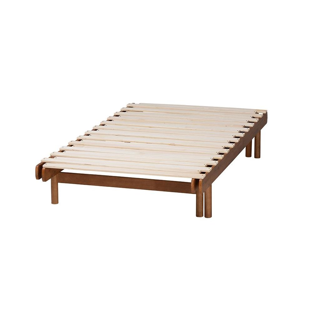 Bolivia Mid-Century Modern Walnut Brown Wood Expandable Twin to King Bed Frame. Picture 5