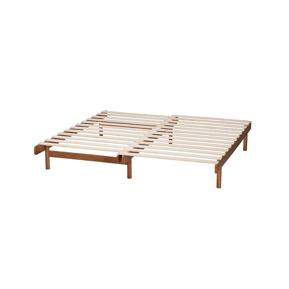 Bolivia Mid-Century Modern Walnut Brown Wood Expandable Twin to King Bed Frame. Picture 6